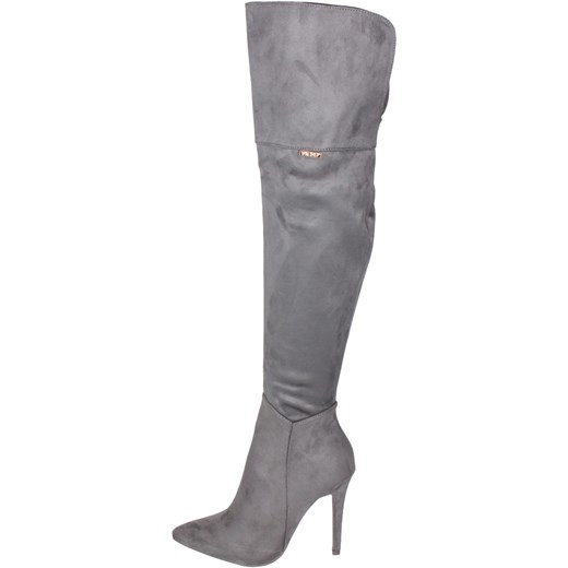 Szare zamszowe kozaki za kolano VICES 1096-6 szary Vices 35 suzana.pl
