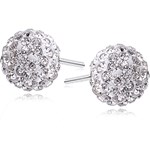 Srebrne kolczyki kuleczki z kryształkami Swarovski shamballa srebro 925 CRH0001E8 Sentiell szary Valerio.pl