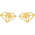 Delikatne pozłacane gładkie srebrne kolczyki celebrytka diament diamond srebro 925 V028G Valerio.pl bezowy