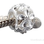 D078 Kwiaty charms koralik beads srebro 925