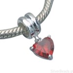 D159 Serce charms zawieszka koralik srebro 925