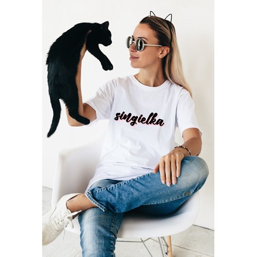 Bluzka DAMSKA Biała OVERSIZE -SINGIELKA