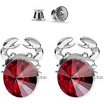 SREBRNE KOLCZYKI KRAB SWAROVSKI RIVOLI 925 : Kolor kryształu SWAROVSKI - Siam, Kolor pokrycia srebra - Pokrycie Jasnym Rodem Giorre