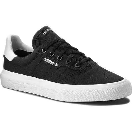 Czarne trampki męskie Adidas ze skóry ekologicznej sportowe