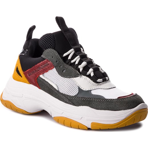 Sneakersy damskie Calvin Klein sportowe gładkie wiosenne sznurowane ze skóry ekologicznej