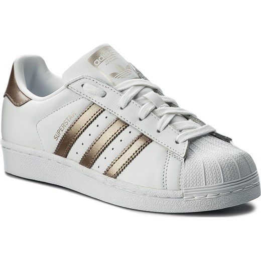 Białe trampki damskie Adidas superstar sportowe z tworzywa sztucznego