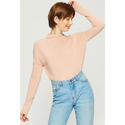 Sinsay - Gładki sweter basic - Różowy