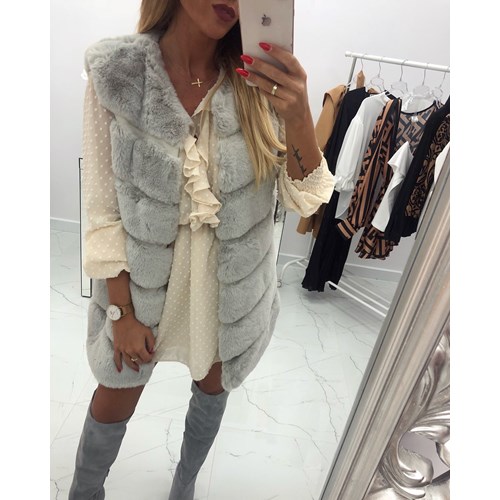 KAMIZELKA FUTERKOWA LONG GREY
