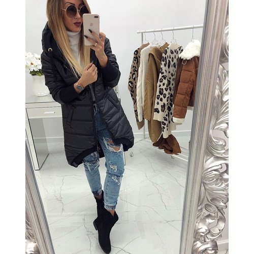 KURTKA PARKA ASYMETRYCZNA BLACK