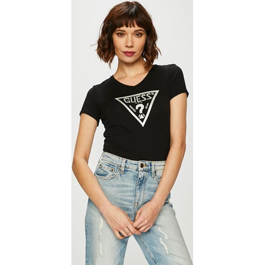 Bluzka damska Guess Jeans z krótkimi rękawami wiosenna z dzianiny