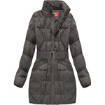 DŁUGA KURTKA Z PASKIEM KAKAOWA (610BS-2) Go-Start XXL (44) promocja goodlookin.pl