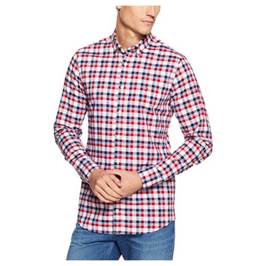 Koszula męska Tommy Hilfiger casual na lato z kołnierzykiem button down z długimi rękawami