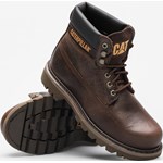 Buty zimowe męskie Caterpillar na zimę skórzane brązowe sznurowane