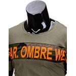T-shirt męski z nadrukiem S842 - khaki