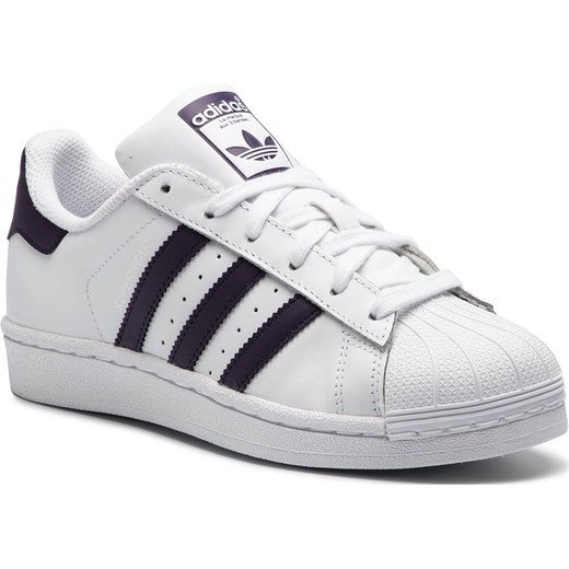 Trampki damskie białe Adidas superstar sznurowane z niską cholewką z tworzywa sztucznego