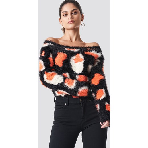 Glamorous Fuzzy Off Shoulder Sweater - Black,Multicolor Glamorous Small NA-KD