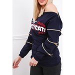 Granatowa bluza z ozdobnymi ekspresami na co dzień 2057 fasardi L fasardi.com