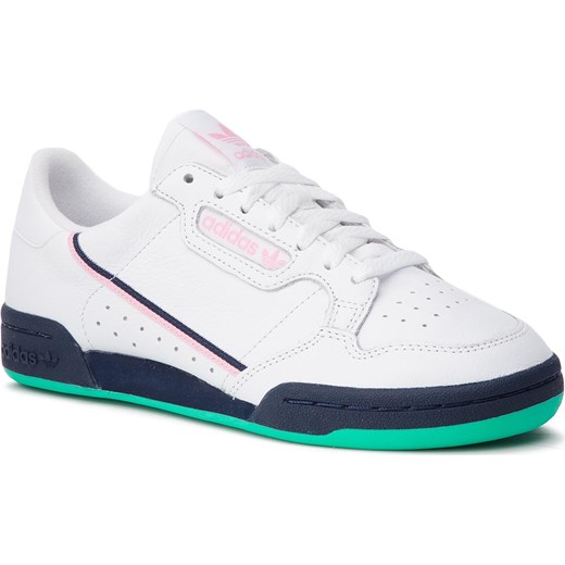 Trampki damskie Adidas płaskie bez wzorów ze skóry