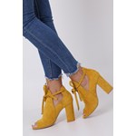 Zółte botki wiosenne peep toe na słupku z ozdobnym wiązaniem Casu 270 Casu 35,36,37,38,39,40,41 Casu.pl promocyjna cena