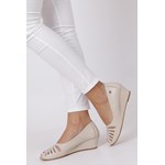 Beżowe półbuty skórzane peep toe ażurowe na koturnie z odkrytymi palcami Maciejka 04019-22/00-1 Maciejka 36,37,38,39,40,41 Casu.pl promocyjna cena