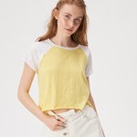 Sinsay - Crop top z raglanowymi rękawami - Żółty Sinsay XL