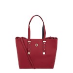 Shopper bag czerwona Tommy Hilfiger bez dodatków na ramię matowa