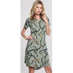 Sukienka zielona Renee z kołnierzykiem na spacer oversize z krótkim rękawem mini casual