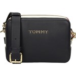 Listonoszka czarna Tommy Hilfiger niemieszcząca a4 ze zdobieniami na ramię