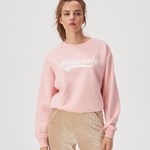 Sinsay - Bluza oversize z nadrukiem - Różowy Sinsay XS