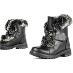Royalfashion.pl buty zimowe dziecięce bez wzorów czarne z klamrą