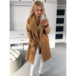 Płaszcz damski brązowy bez wzorów jesienny casual
