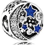 Rodowany srebrny charms pandora księżyc moon gwieździste niebo cyrkonie srebro 925 PAS379 Valerio Valerio.pl