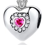 Rodowany srebrny charms pandora królewskie serce miłości rubin cyrkonie srebro 925 QS0075 Valerio Valerio.pl