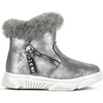Buty zimowe dziecięce Royalfashion.pl srebrne bez wzorów śniegowce na zamek