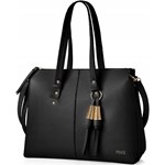 Shopper bag Felice matowa czarna elegancka z breloczkiem duża