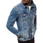 KURTKA MĘSKA JEANS NIEBIESKA OZONEE B/55150 Ozonee L wyprzedaż ozonee.pl