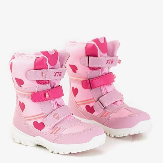 OUTLET Dziewczęce różowe śniegowce z printem w serduszka Edna - Obuwie Royalfashion.pl r.36 royalfashion.pl