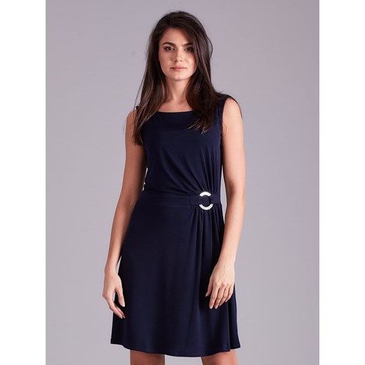 Elegancka Sukienka Z Drapowaniem Granatowy ~38~ 38 Oficjalny sklep Allegro