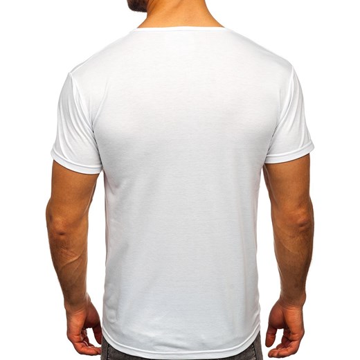 Biały T-shirt męski z nadrukiem Denley KS2368 2XL okazyjna cena Denley