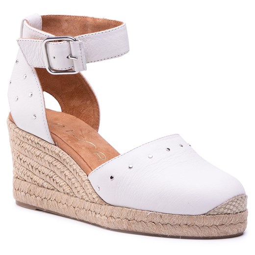 Espadryle damskie białe Unisa z klamrą skórzane