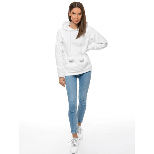 BLUZA Z KAPTUREM DAMSKA BIAŁA OZONEE JS/HH033/45 L okazja ozonee.pl