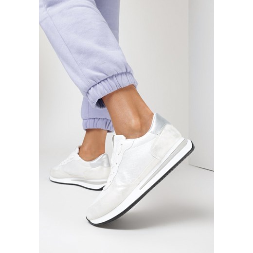 Born2be buty sportowe damskie białe wiązane skórzane