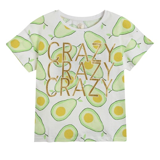 Cool Club, T-shirt dziewczęcy, pudełkowy, biały, awokado, Crazy Cool Club smyk