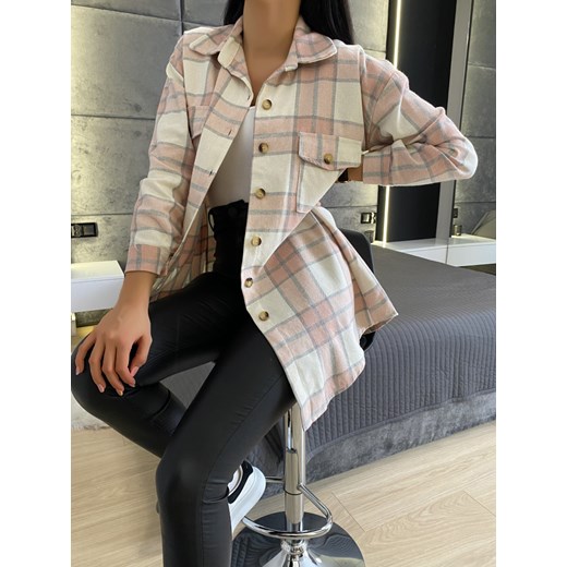 Pudrowa Koszula w Kratę 5622-113-A Modnakiecka.pl 42 ModnaKiecka.pl