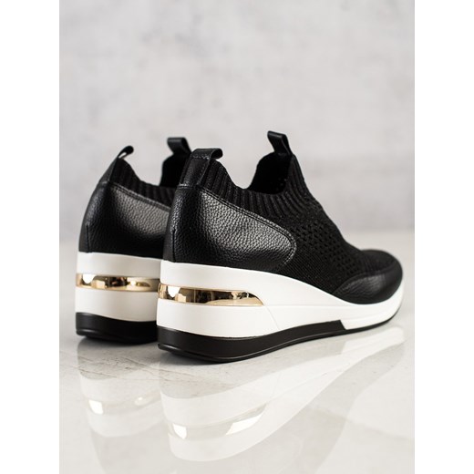 Buty sportowe damskie CzasNaButy sneakersy czarne bez zapięcia