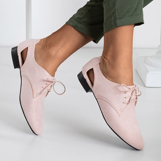 Różowe półbuty damskie z wycięciami Fairy - Obuwie Royalfashion.pl 36 royalfashion.pl