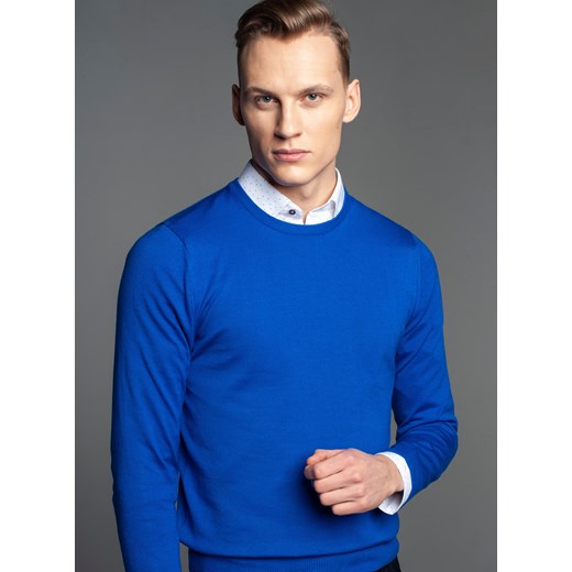 Niebieski sweter z okrągłym dekoltem Recman MOULIN Recman XXL Eye For Fashion