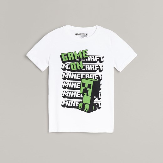 Reserved - Bawełniany t-shirt Minecraft - Biały Reserved 152 Reserved