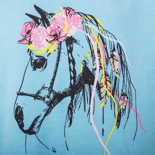 T-shirt dziewczęcy, niebieski, koń, Tup Tup Tup Tup 104 smyk
