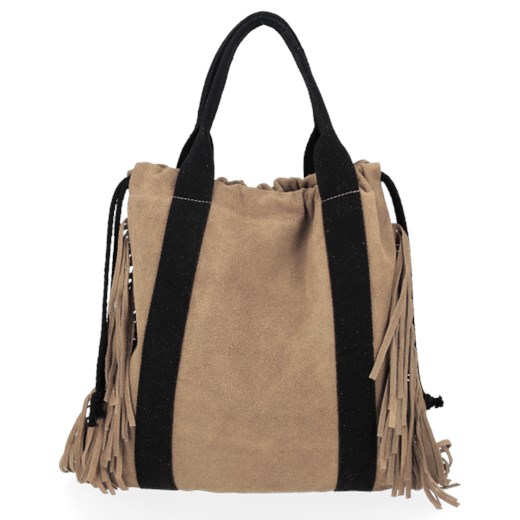 Modne Torebki Skórzane Shopper Bag w stylu Boho renomowanej firmy Vittoria Gotti Ziemista (kolory) Vittoria Gotti PaniTorbalska